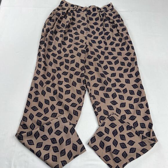 Talbots Vintage Paisley Print AOP Beige & Blue Pants BoHo Style Size 8 Petite - Picture 3 of 9